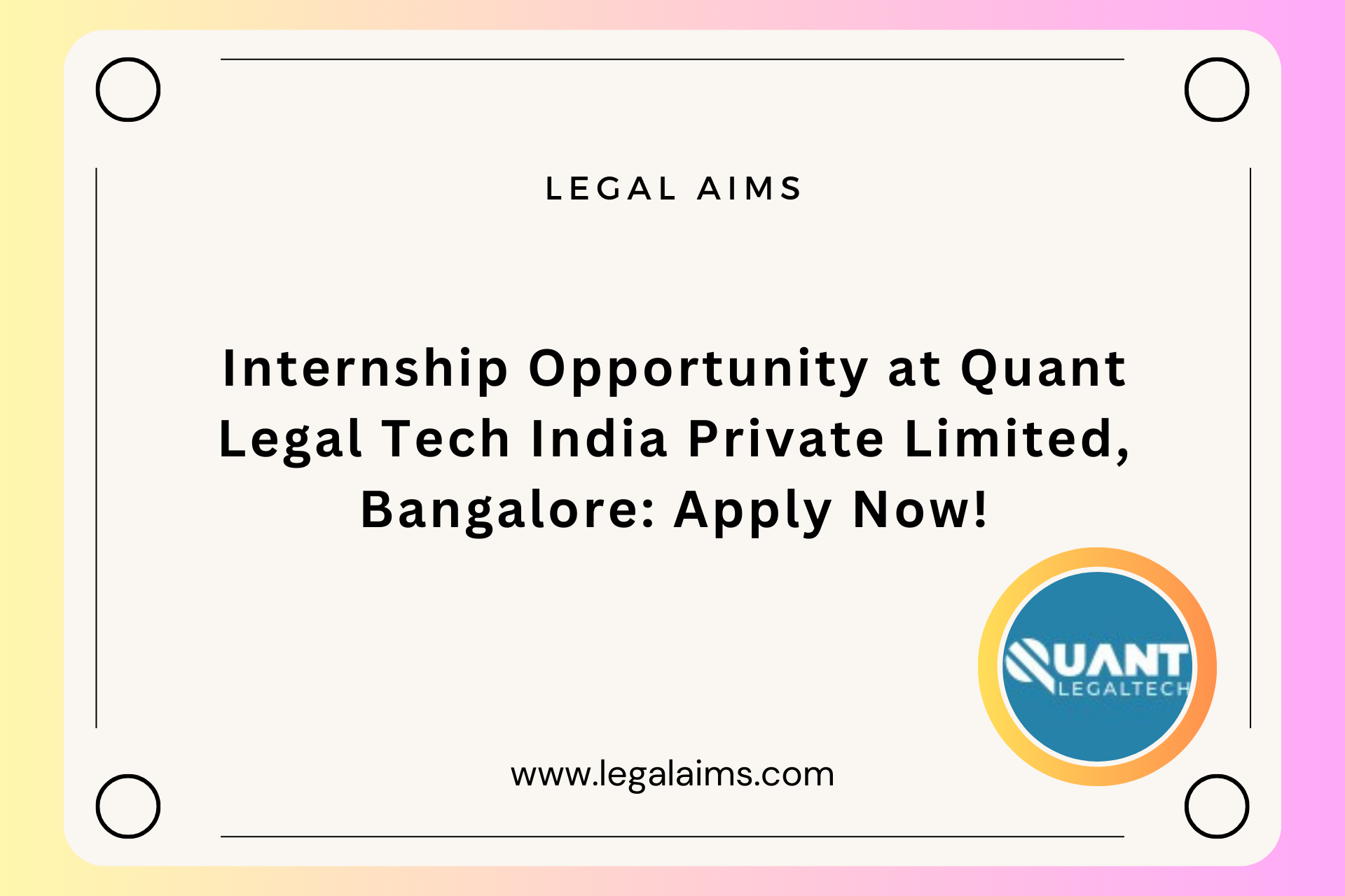 Internship at Quant Legal Tech India Private Limited Apply