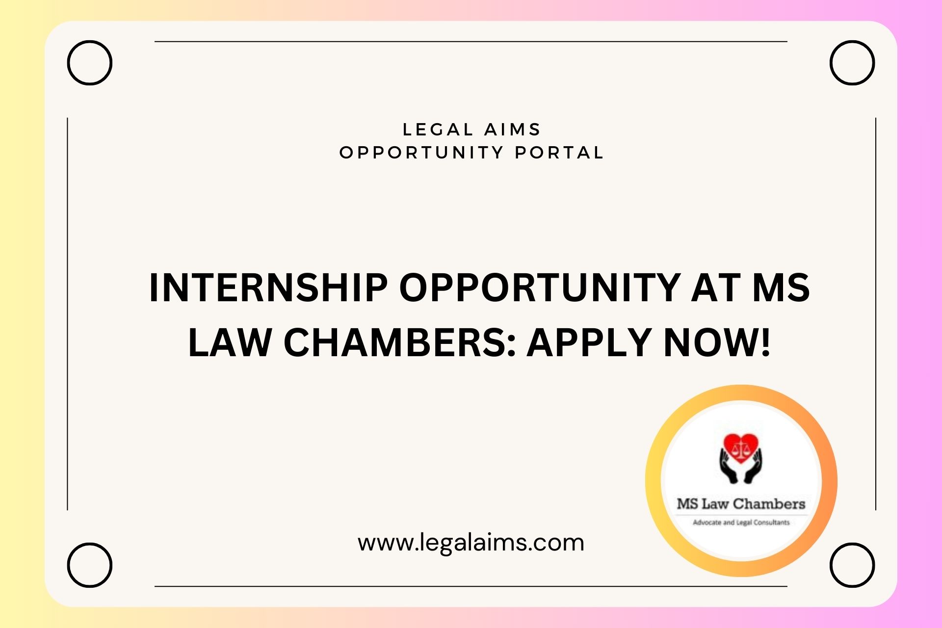 Internship Opportunity at MS Law Chambers: Apply Now!