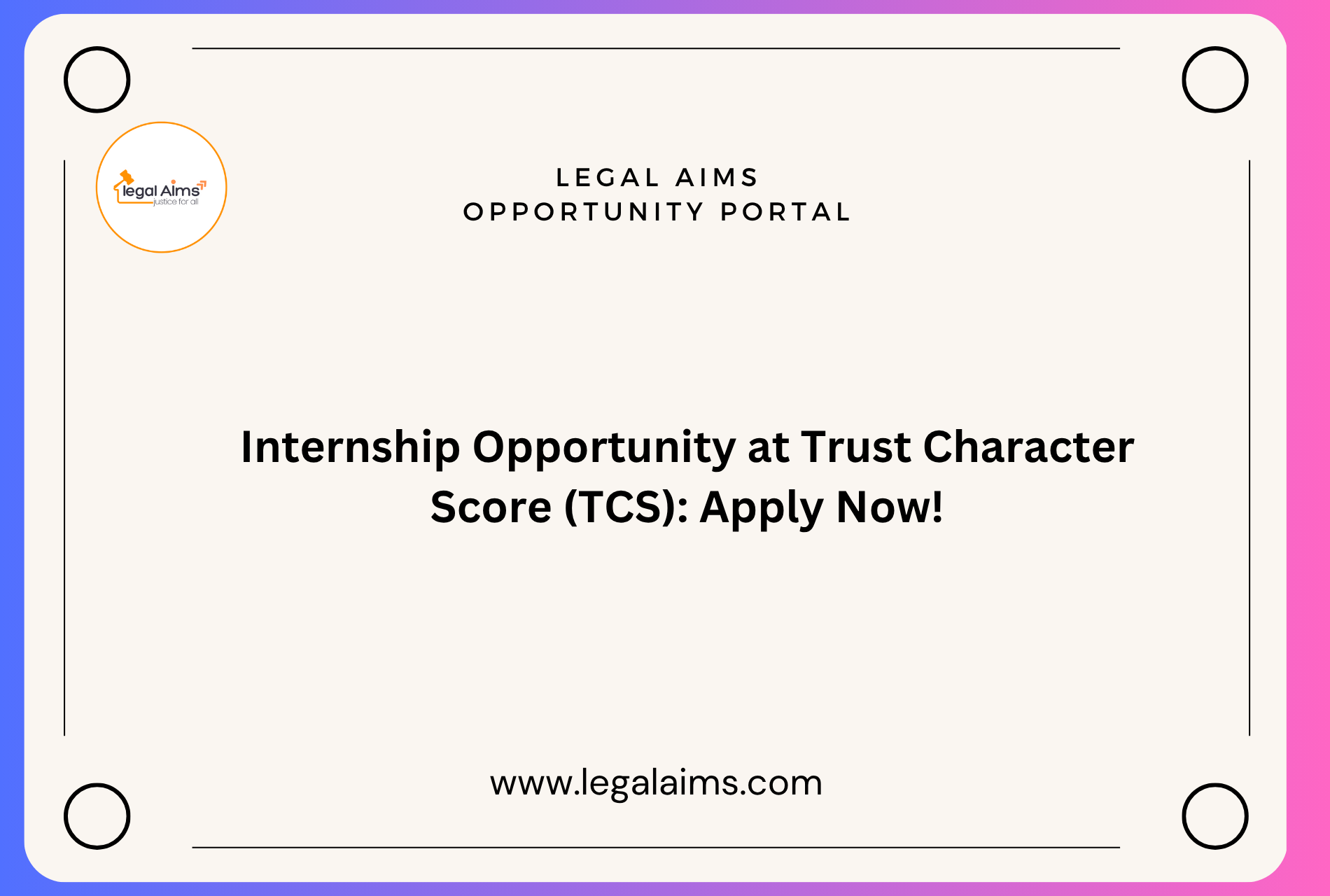 Internship Opportunity at Trust Character Score (TCS): Apply Now!