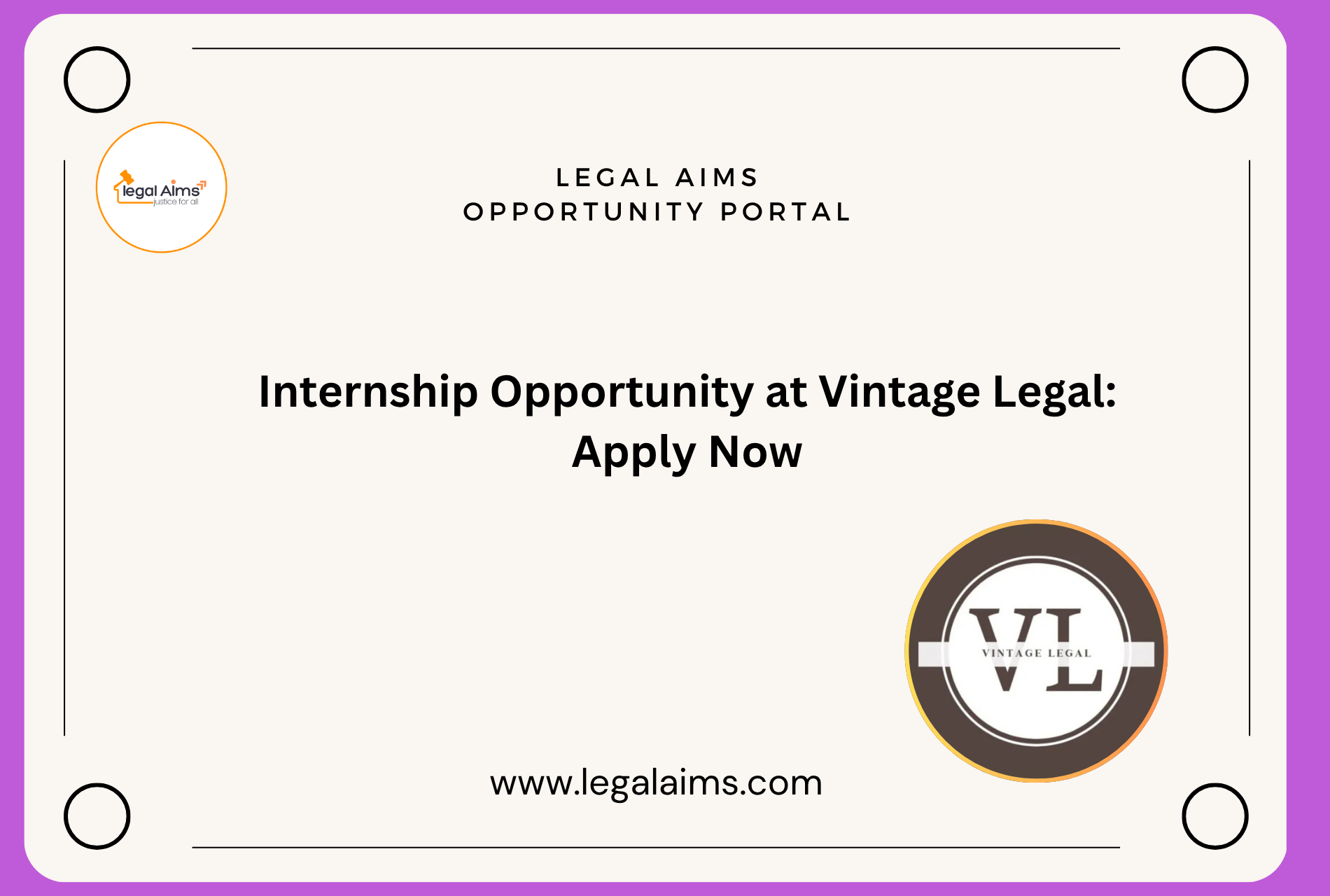 Internship Opportunity at Vintage Legal: Apply Now