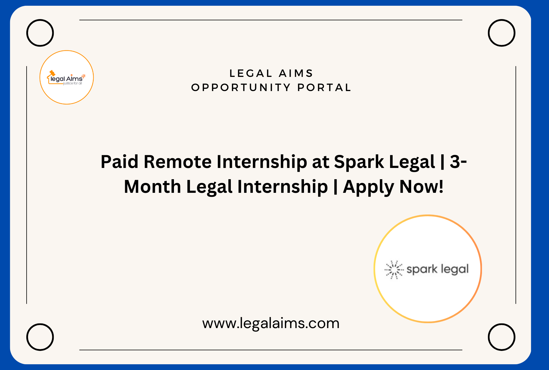 Paid Remote Internship at Spark Legal | 3-Month Legal Internship | Apply Now!