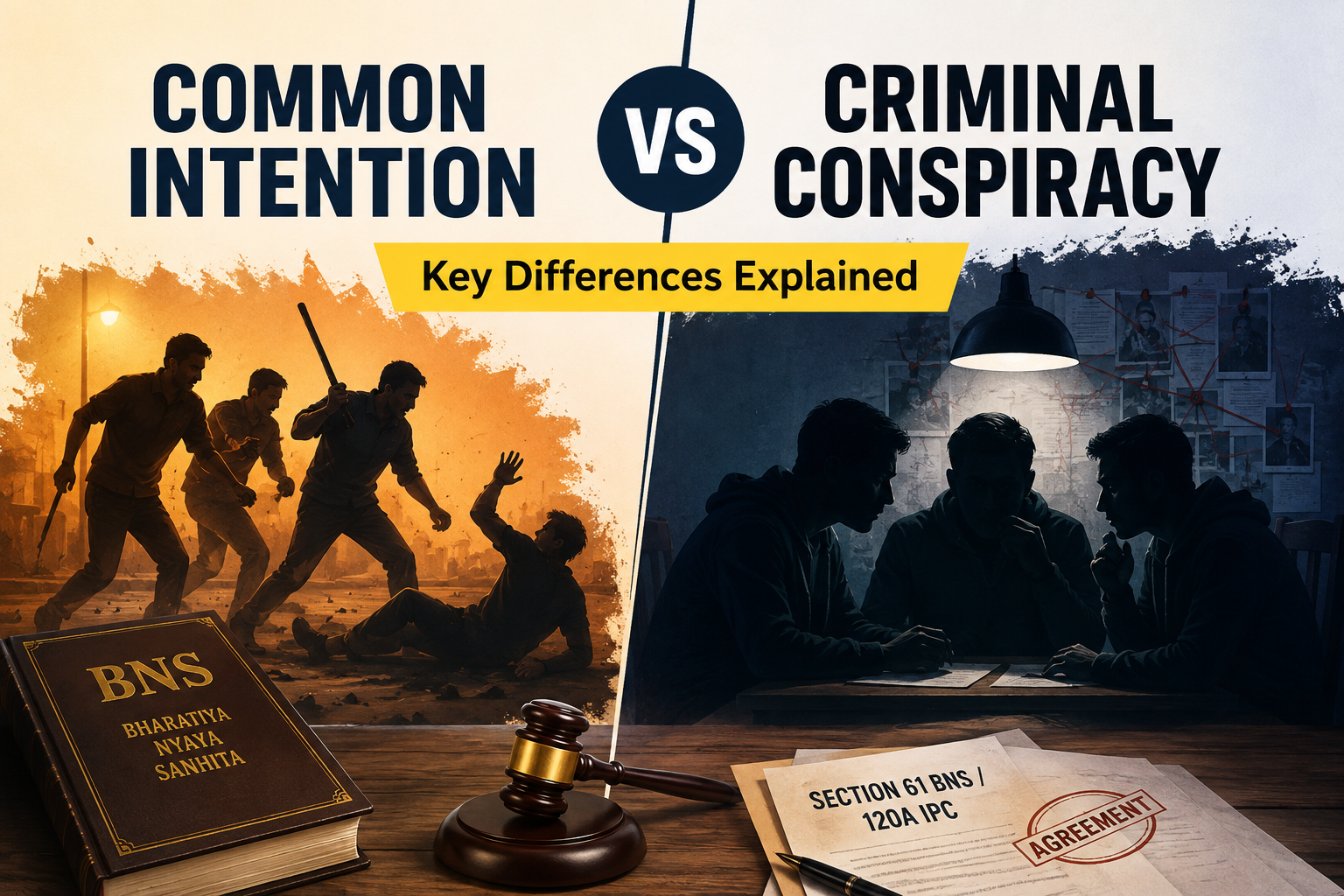 Difference between the Common intention and criminal conspiracy